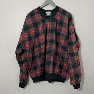 Winner Mate Golf Collection Men's Red‎ Plaid B-Neck Windbreaker size XL VINTAGE